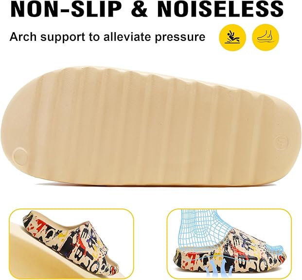 Cloud Slides for Women and Men, Comfort Platform Lightweight Slippers Slides, Unisex Foam Shower House Slippers, Summer Open Toe Sandals for Indoor and Outdoor