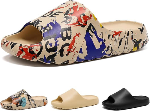 Cloud Slides for Women and Men, Comfort Platform Lightweight Slippers Slides, Unisex Foam Shower House Slippers, Summer Open Toe Sandals for Indoor and Outdoor