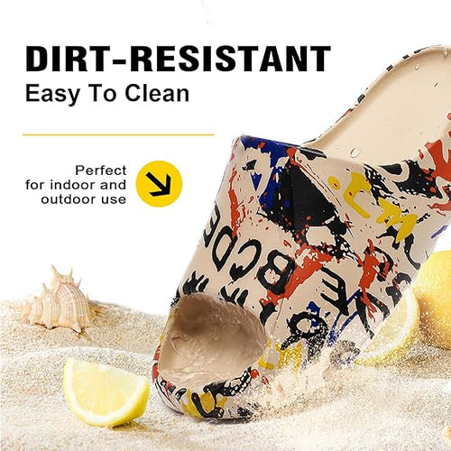 Cloud Slides for Women and Men, Comfort Platform Lightweight Slippers Slides, Unisex Foam Shower House Slippers, Summer Open Toe Sandals for Indoor and Outdoor